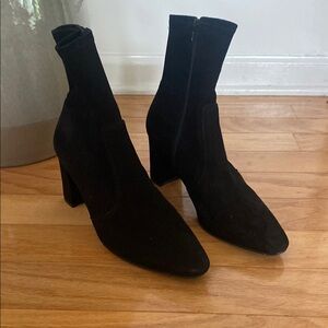 Black Chunky Heeled Sock Boots